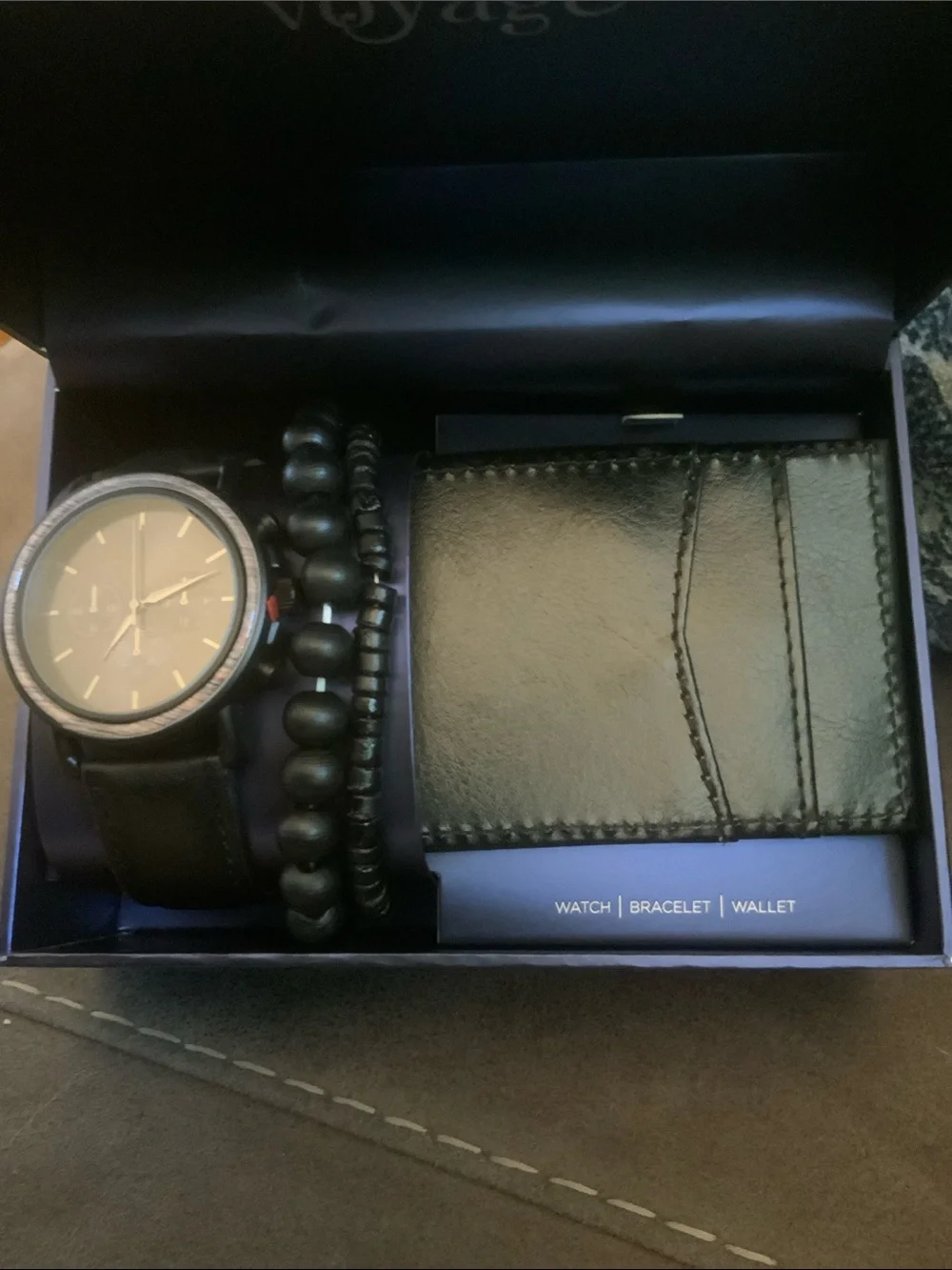 Bon Voyage Men's Black Watch, Bracelet & Wallet Gift Set